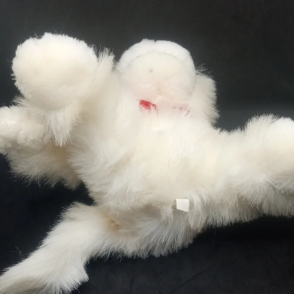 Soft Plush Monkey with Red Bow Vintage